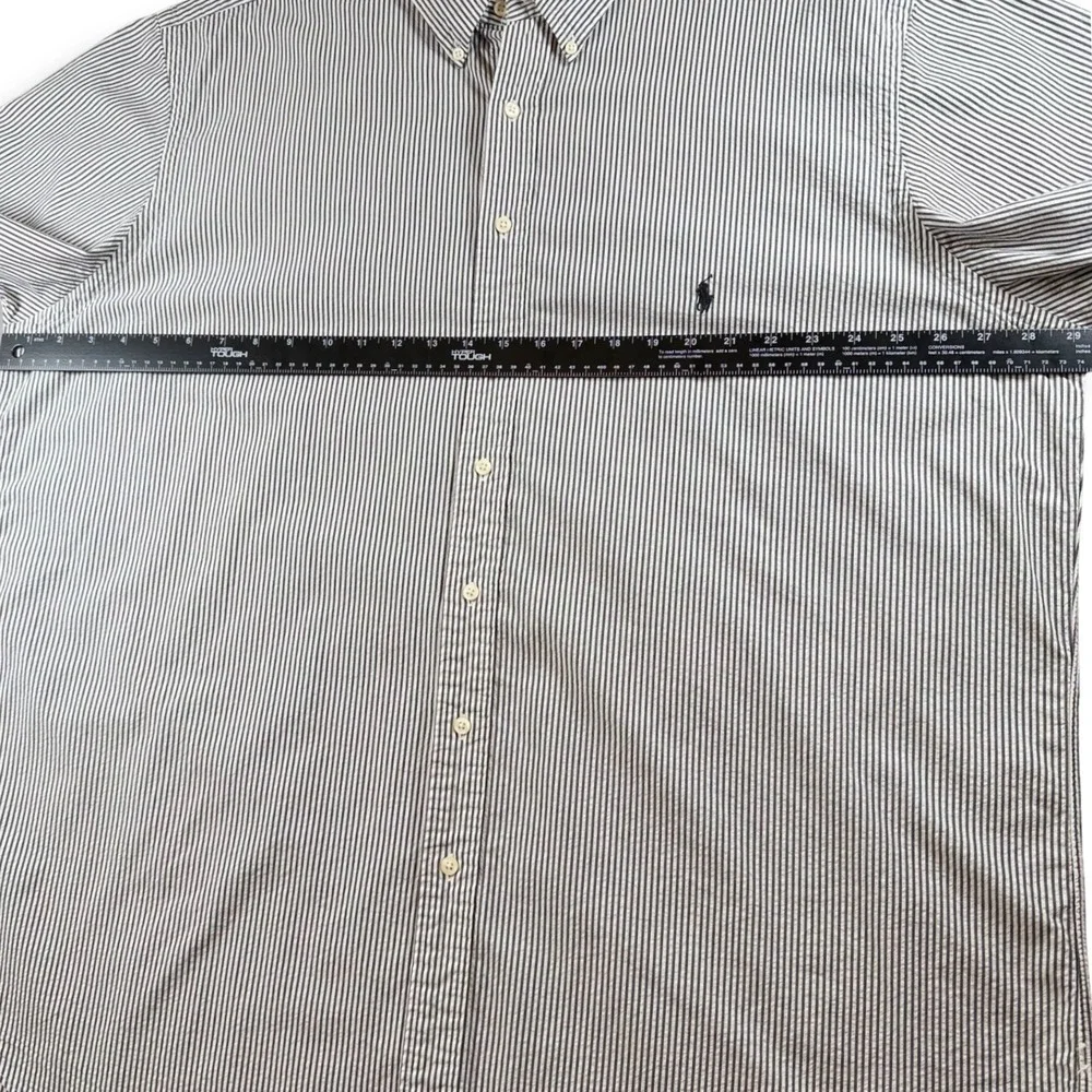 Polo Ralph Lauren Seersucker Stripe Shirt Mens 2XLT Tall Blue White Classic Fit